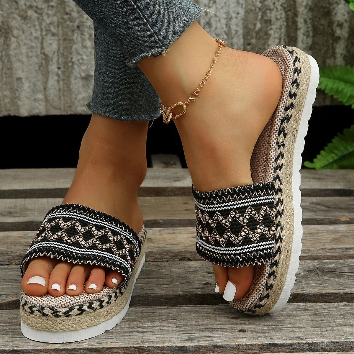 Women Slippers Summer Casual Plus Size 35-43 Women Sandals Wedges Platform Fashion Outdoor Beach Shoes Open-Toe Multi-Colors