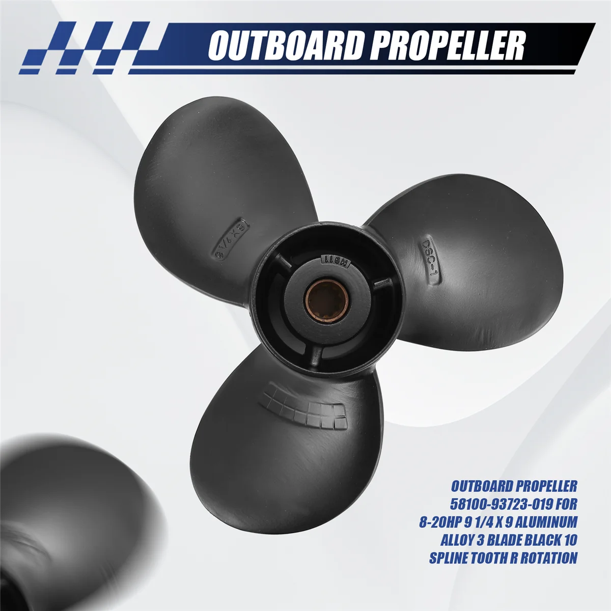 Подвесной пропеллер 58100-93723-019 для Suzuki 8-20Hp 9 1/4 X алюминиевый сплав 3 лопасти черный 10
