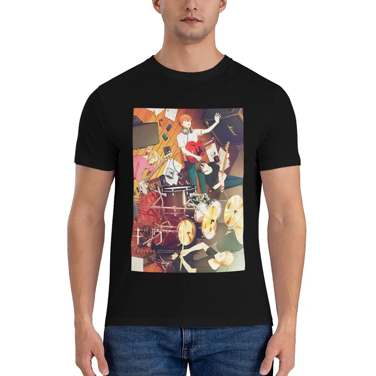 

Постеры в японском стиле аниме, футболка с музыкальной группой для мальчиков, трендовая Молодежная Футболка мечты с инструментом, 100% хлопок...