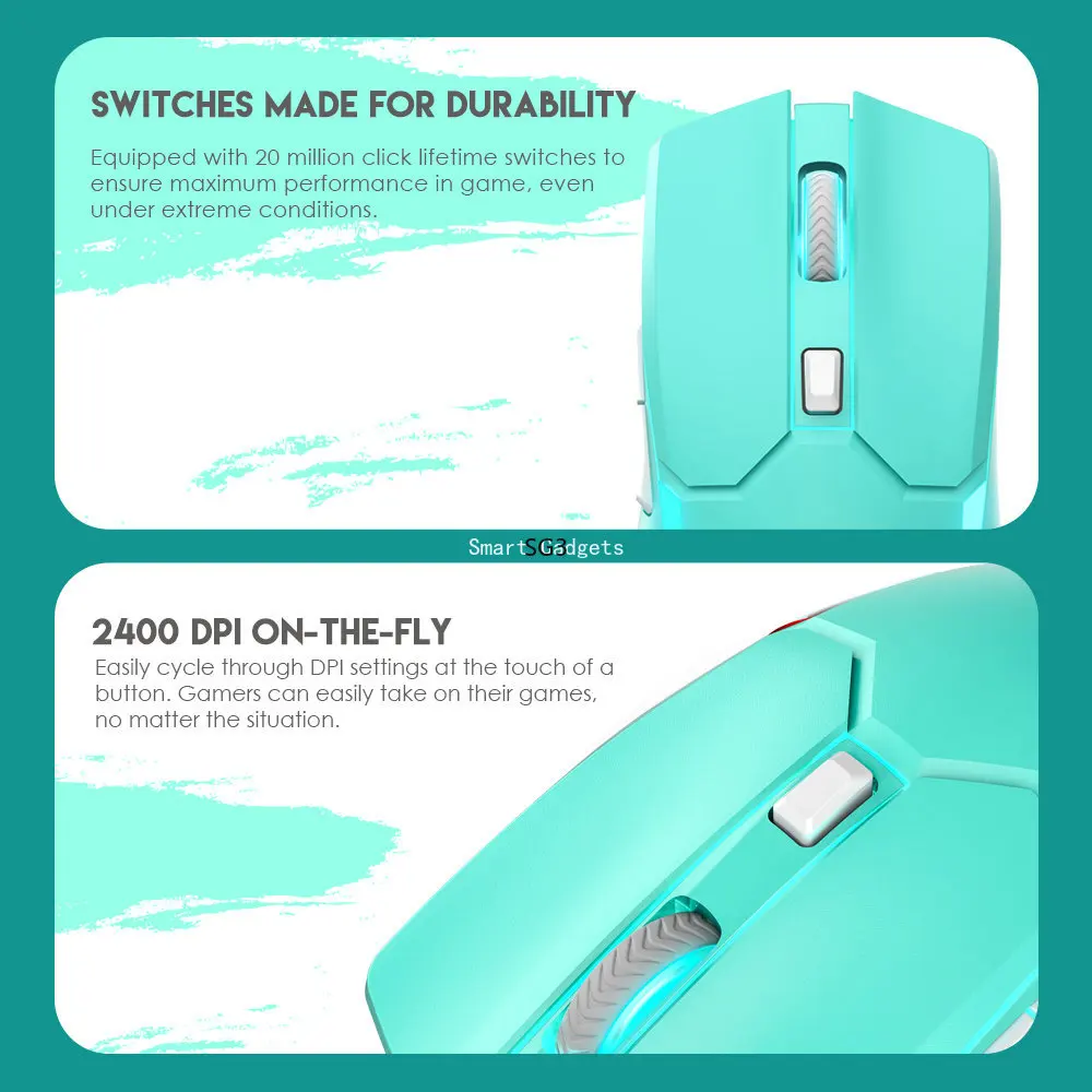 

WGC2 2.4G Wireless Gaming Mouse Pixart 3212 2400DPI RGB Rechargeable Mouse Ergonomic Mice For Laptop PC