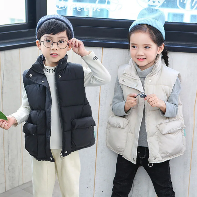 

For Jacket Teenagers Kids Jacket Waistcoat For Boys Girls Down Child Winter Sleeveless Vest Clothes Thicken Children Warm Solid