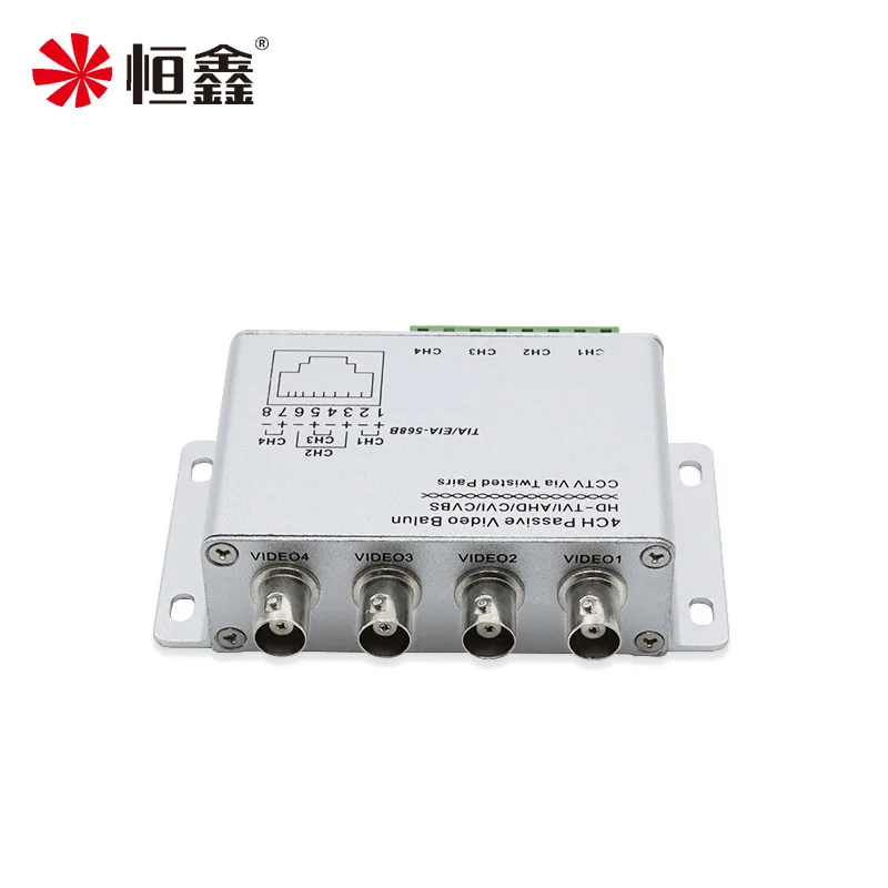 4 Channels Passive Video Balun Receiver Coaxial to RJ45 HDTVI  HDCVI  AHD CVBS Twisted Pair Transmitter Transceiver CCTV System enlarge