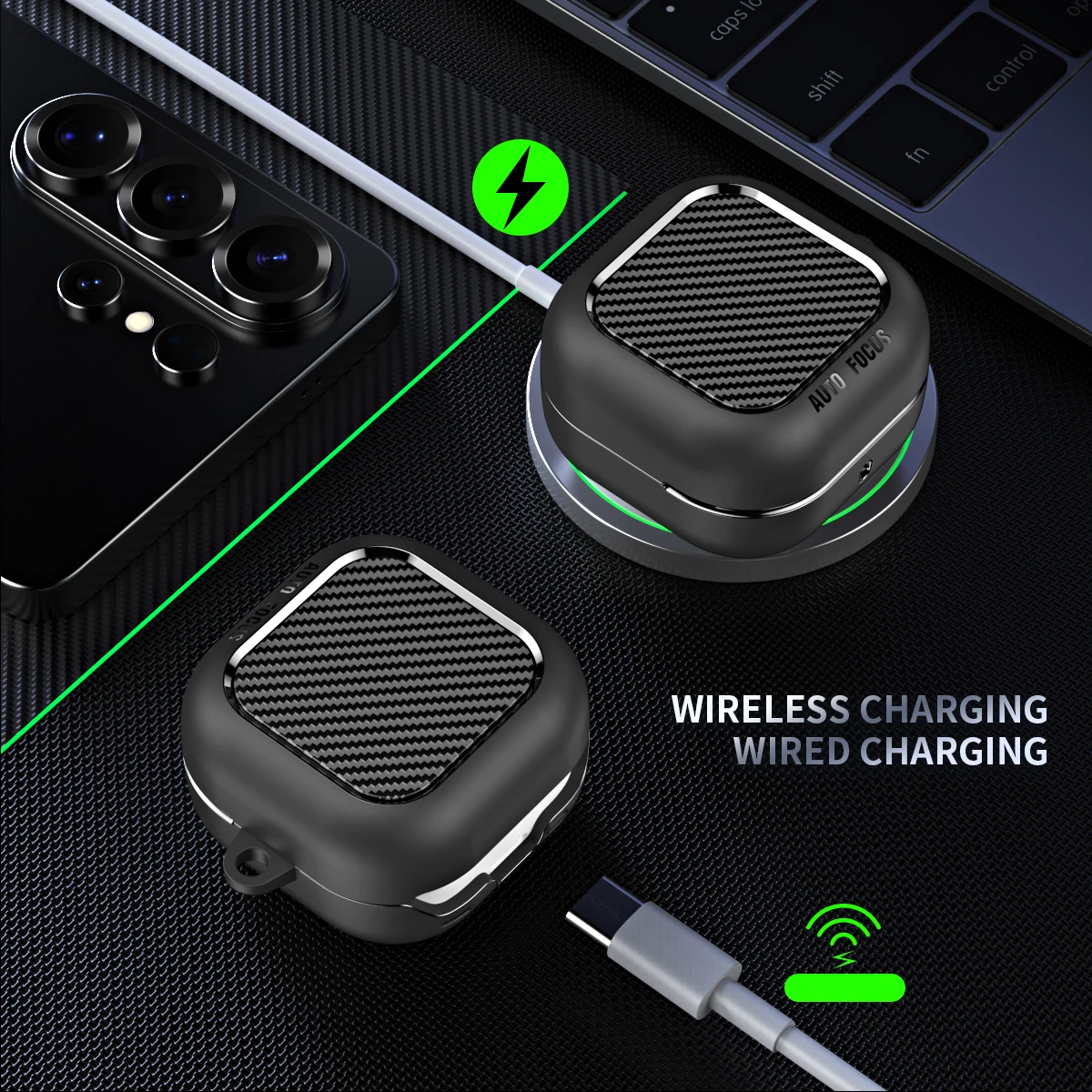 Фото Новый защитный чехол из углеродного волокна для наушников Samsung Galaxy Buds 4 / Buds 4 Pro с аксессуарами для ключей, противоударный чехол-сумка №4