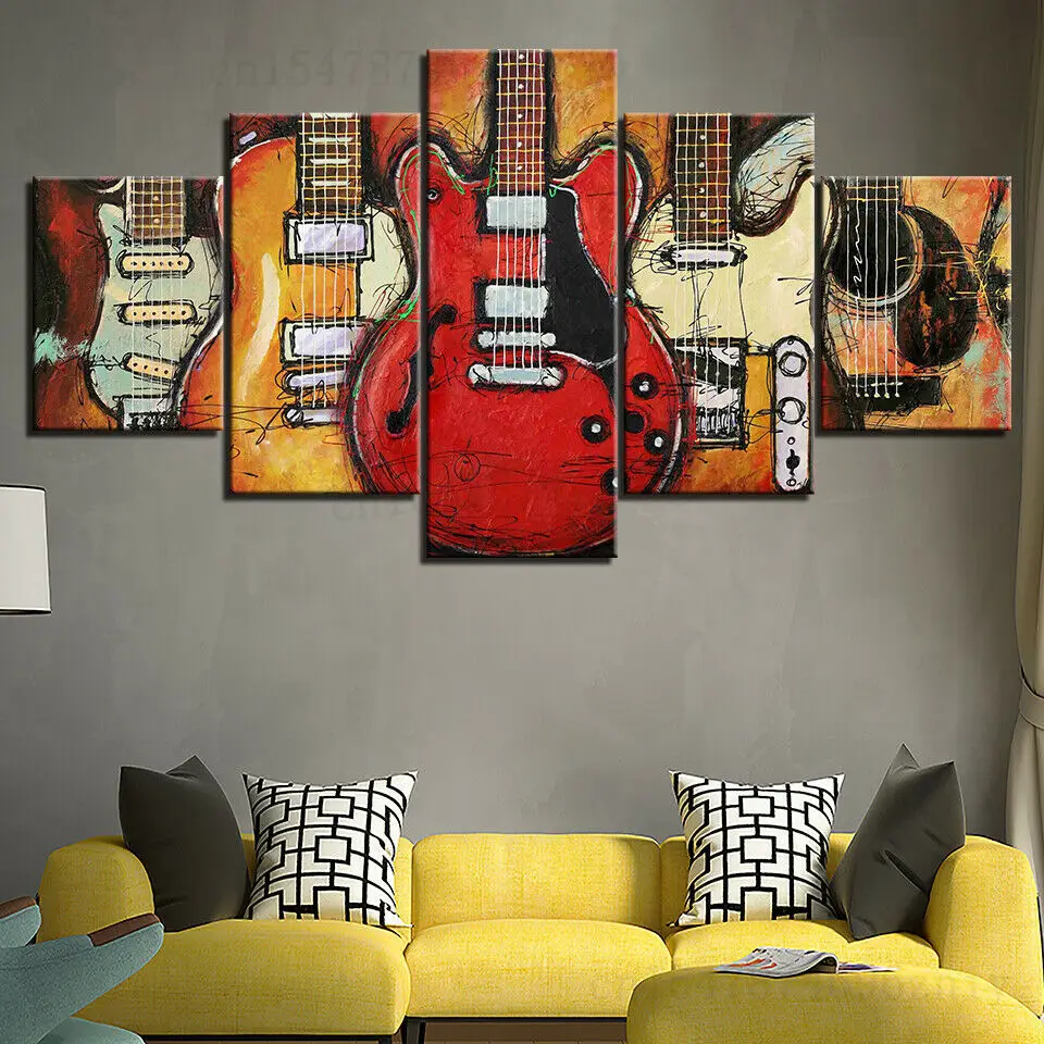Электрические гитары искусственная Картина на холсте искусство стену Декор 5
