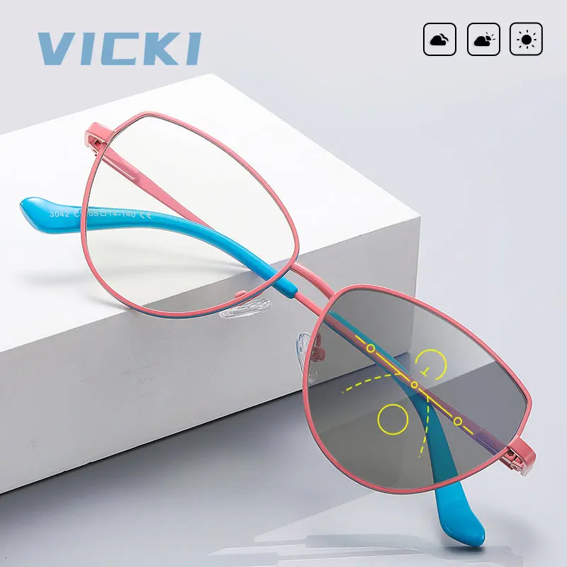 

VICKI Oval Photochromic Progressive Multi-focus Reading Glasses Women Anti Blue Light Myopia Hyperopia Prescription Eye Glasses