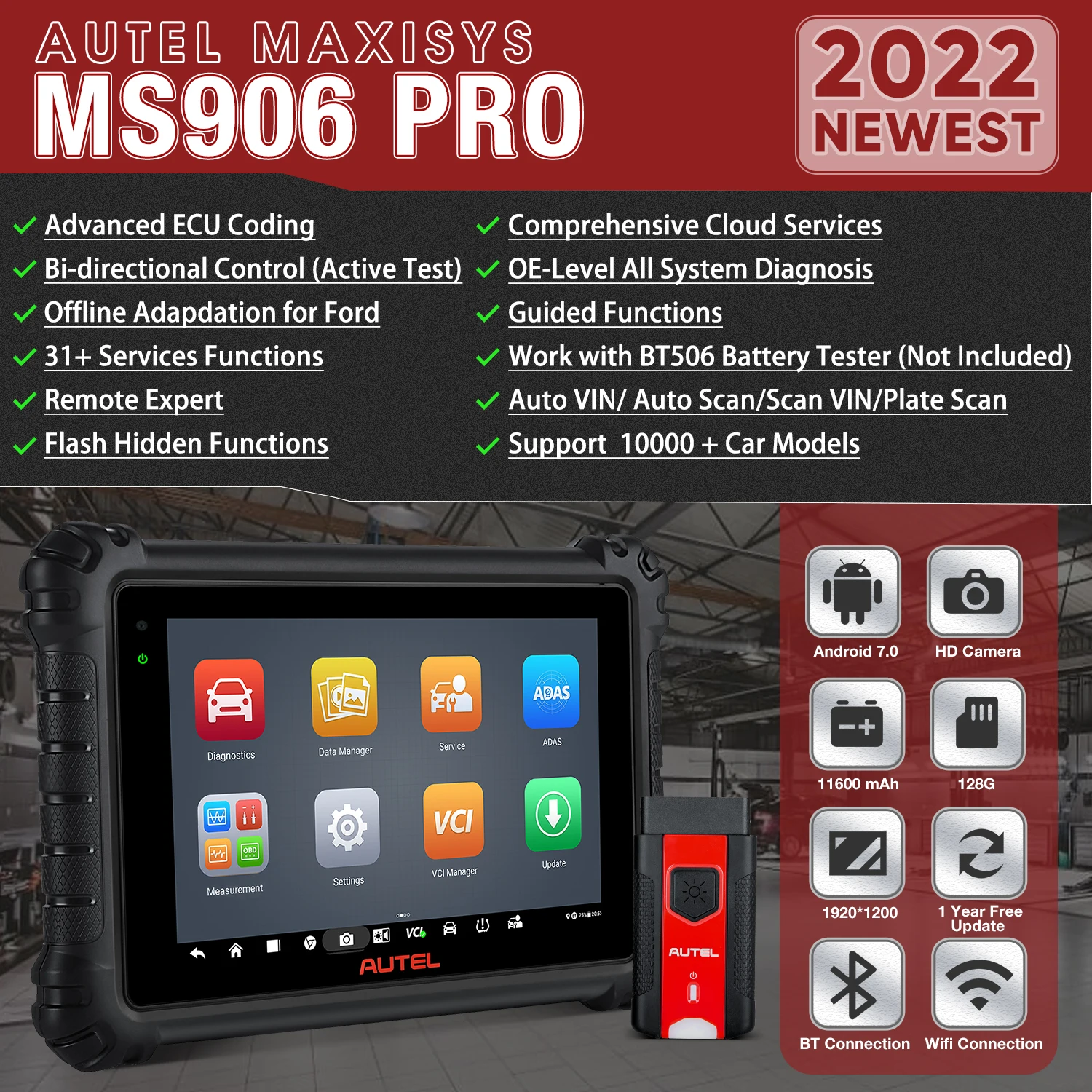 2022 Autel MaxiSys MS906 PRO OBD2 автомобильный диагностический инструмент сканер кодирование