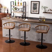 Solid Wood Nordic Swivel Bar Chairs Creative Backrest Bar Stools Home Kitchen Furniture Height Adjustment Bar Chair Dining Chair