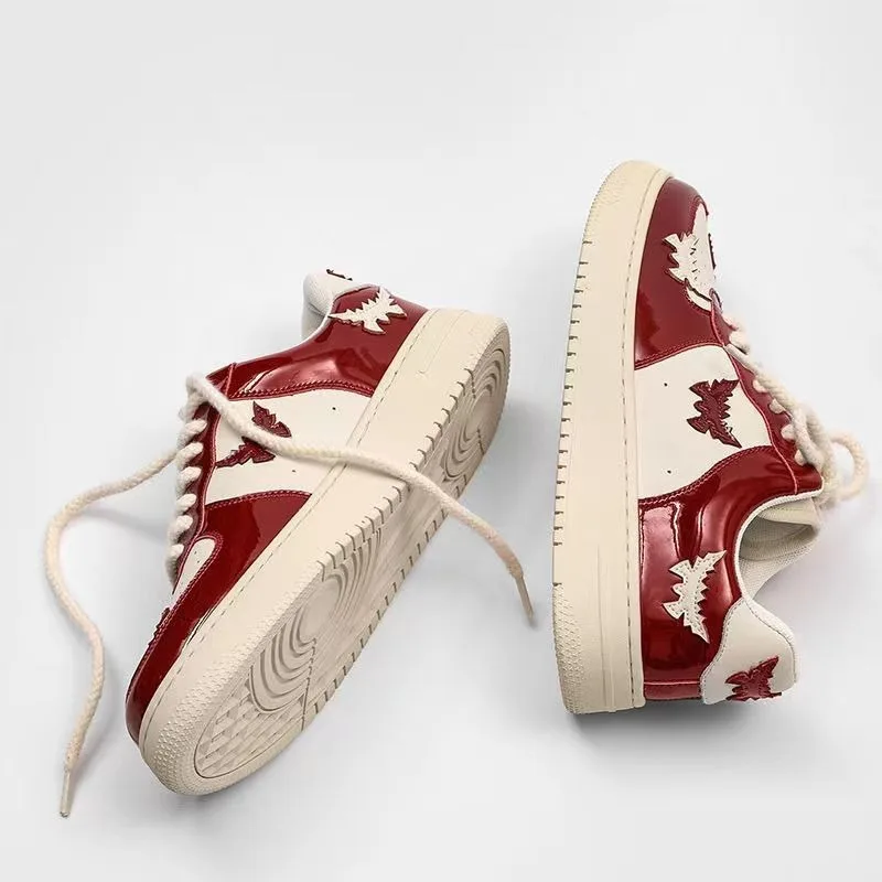 Женские осенние дышащие кроссовки для пар Y2k с красным узором летучая мышь зимняя