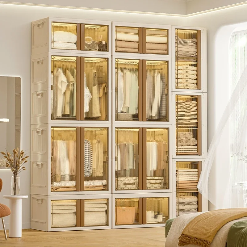 

Utility Wardrobes Foldable Home Plastic Bedroom Closets Living Room Toy Storage Box Multi-layer Large Capacity Storage Wardrobe