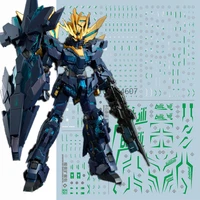 gundam pb rg goddess of fate banshee electroplating green hg 1144 water decal stickers diecast improve viewing and playability