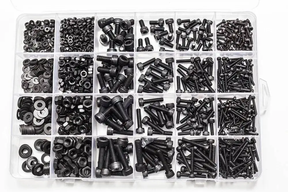 

1120 шт. M2 M3 M4 M5 Набор винтов с шестигранной головкой из углеродистой стали с плоской круглой головкой Болты и гайки Ассортиментный комплект с коробкой для хранения