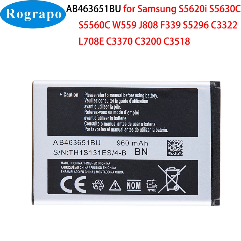 Новый оригинальный аккумулятор 1000 мАч AB463651BU AB463651BC мобильный телефон для Samsung S5560