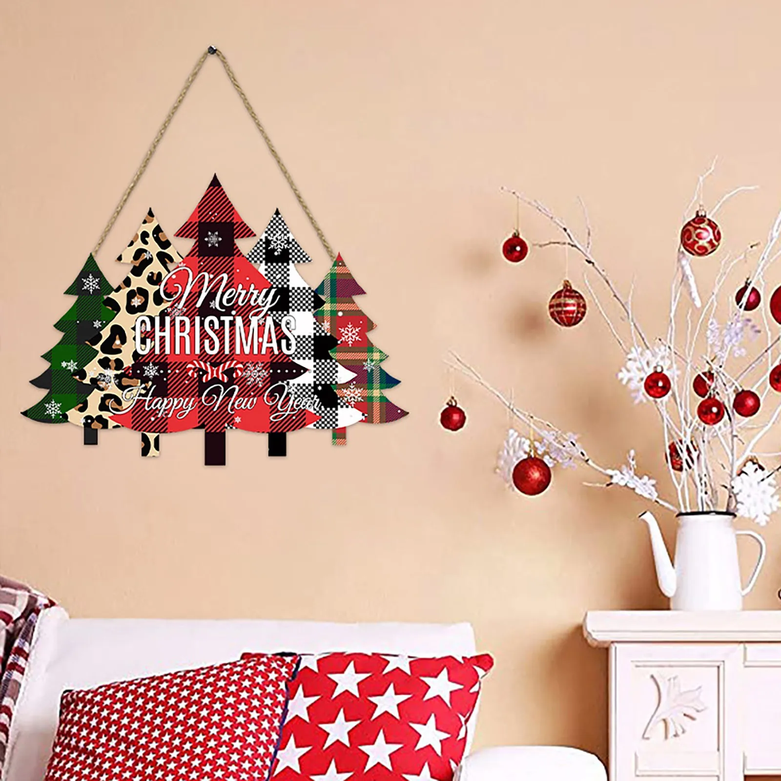 Christmas Tree Wooden Pendant Merry Christmas Door Sign Porch Outdoor Home Decoration Before Teal Home Decorations for Kitchen