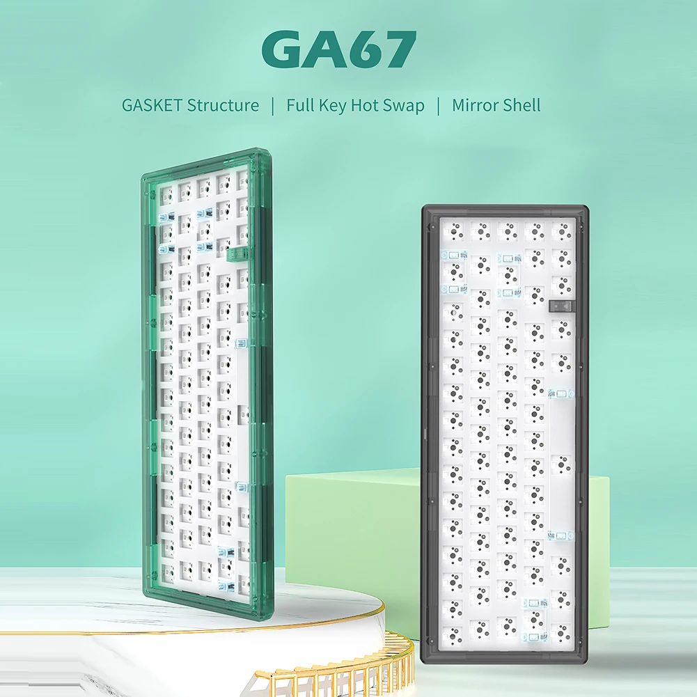 

Комплект механической клавиатуры GAS67, проводная клавиатура с RGB подсветкой и возможностью горячей замены, с прокладкой, для Cherry Gateron Swi