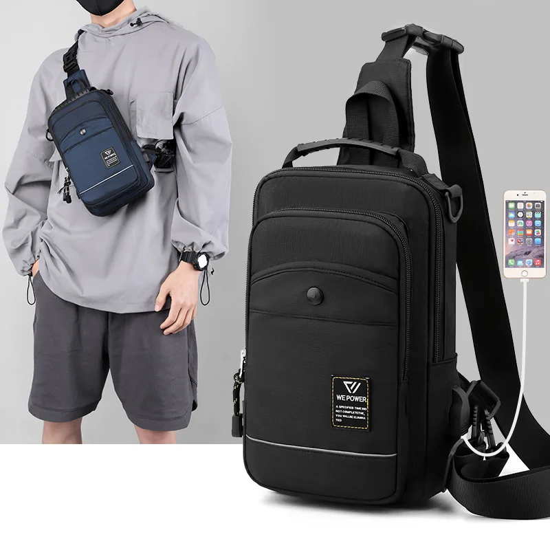 

Bag Mobile Small Chest Anti-splashing Backpack Bag Bag Outdoor Phone Messenger Sport With Waist Charging Men Pocket