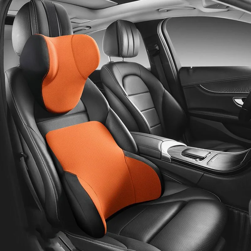 

Car Seat Pillow Memory Cotton Neck Back Support Auto Lumbar Cushions Comfortable Breathable Car Headrest Support Car Accessories