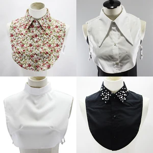 Imported Linbaiway 43 Styles Fake Collar Stand Lapel Shirt Detachable Collar Women Lace Floral False Collar H