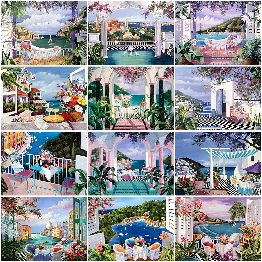 

EverShine дом алмазная мозаика Приморский новое поступление DIY алмазная вышивка сад полная площадь пейзаж живопись декор для дома