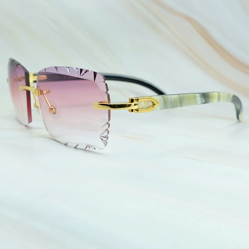 Diamond Cut Sunglasses Mens Accessories Luxury Designer Rimless Sun Glasses Vintage Carter Shades Eyewear Gafas De Sol Mujer