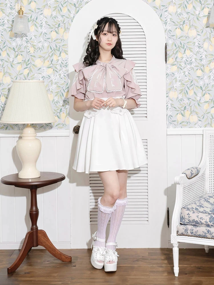 Женская кружевная рубашка с коротким рукавом