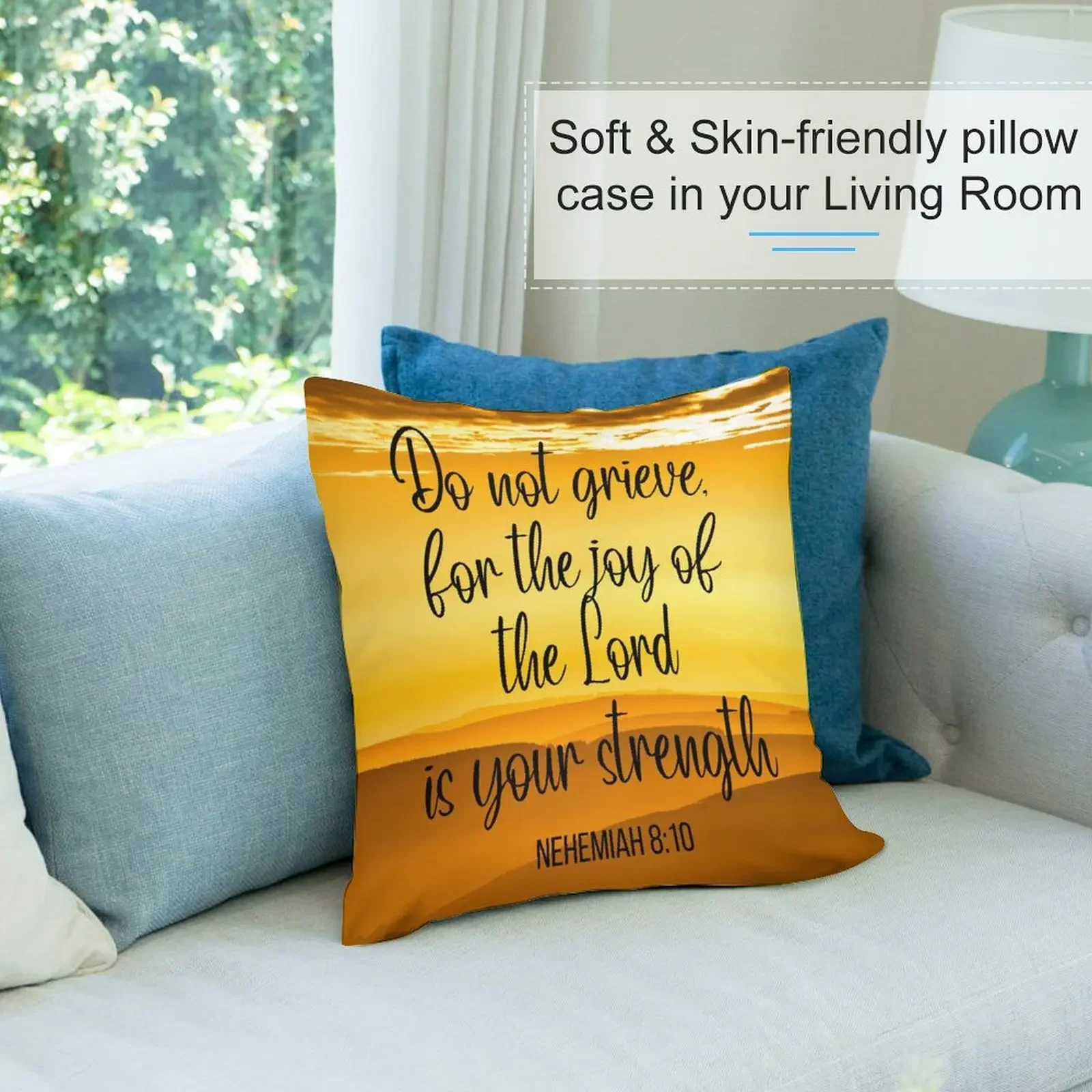 Не благодарь за радость Господа - это вашу силу (Неэмия 8:10) Мотивационная подушка