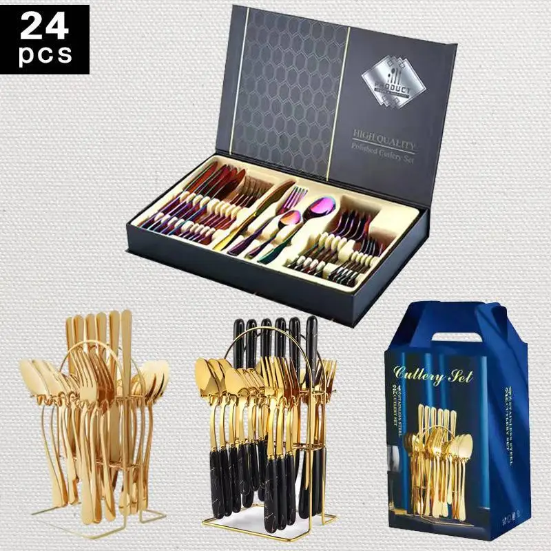 

Stainless Steel Cutlery, Upgrade Your Dining Experience with the Exquisite 1010, A Complete 24 Piece Set of Western Tableware