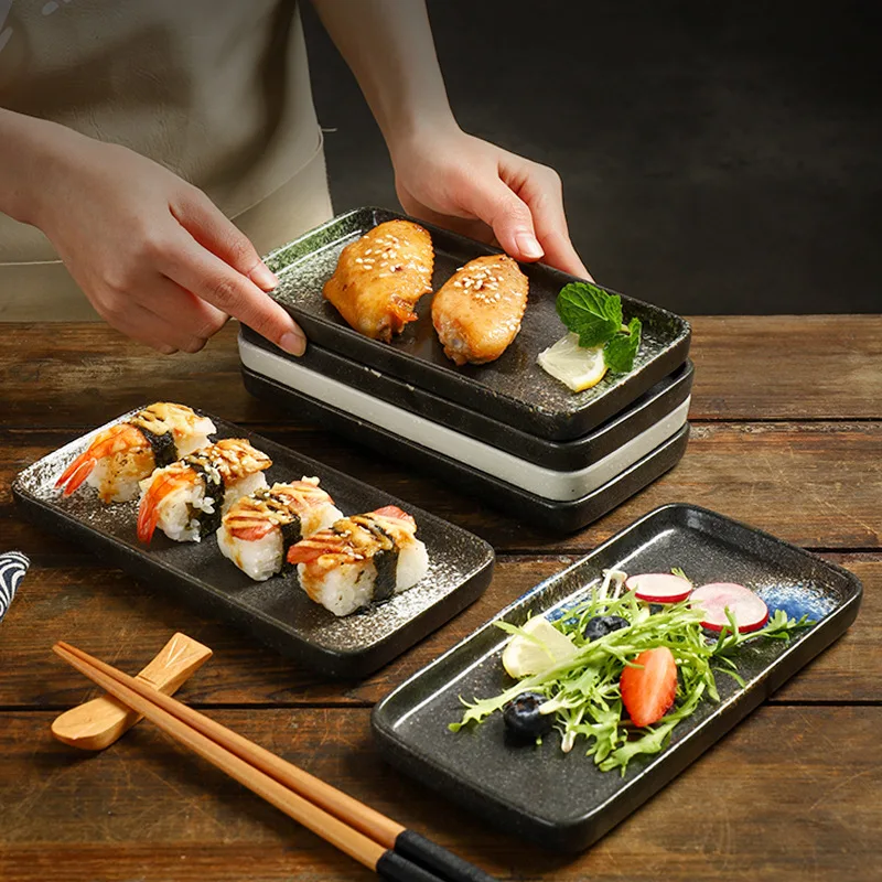 

Japanese-style ceramic dishes, flat sushi dishes, dining utensils, household side dishes and snacks, rectangular dishes