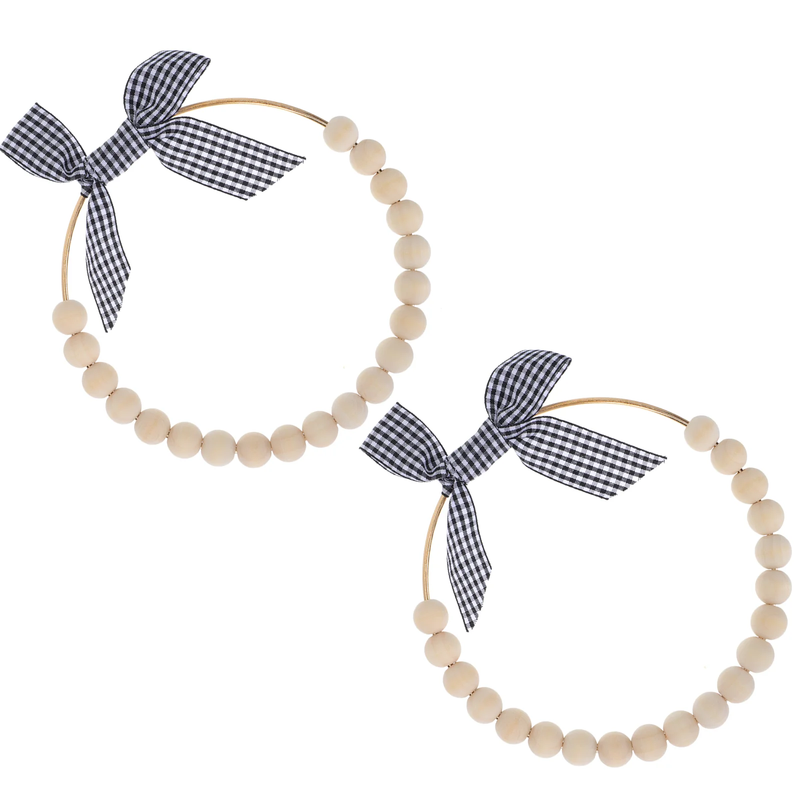 

Wood Bead Wreaths Christmas Hanging Cabinet Floral Wreath Ornaments Rustic Wall Farmhouse Kitchen Ornament Tree Metal Hoop Ring