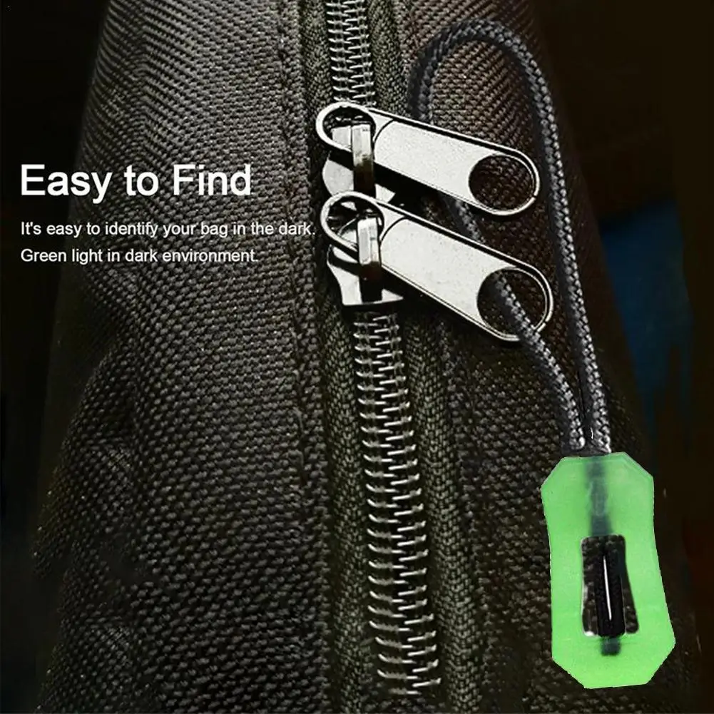 

10pcs Glow In The Dark Zipper Puller Head Anti-lost Luminous Pull Zippers Backpack Pendant for Coat Rucksack Handbag Tent K3V4