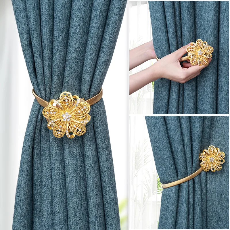 

Flower Magnetic Curtain Buckle Curtain Hanging Tieback Hook Clips Tie Back Rope Holders Curtain Ornament Accessories Home Decor