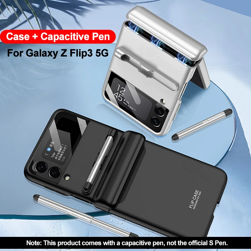 

GKK Original Magnetic Hinge Case For Samsung Galaxy Z Flip 3 5G Case 360 Full Protection Hard Cover For Galaxy Z Flip3 With Pen