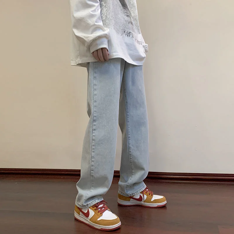 4 Colors Baggy Jeans Men Fashion Retro Straight Jeans Men Casual Streetwear Hip Hop Loose Denim Pants Mens Trousers S-2XL