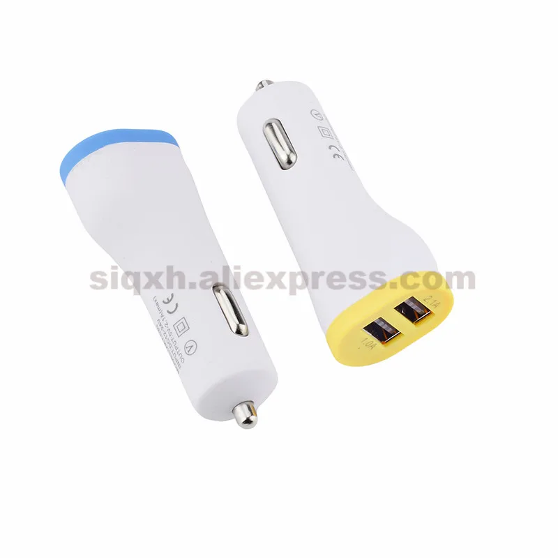 

200Pcs 2.1A 5V Dual USB car charger 2 port Cigarette Lighter Adapter Charger USB Power Adapter For all smart phones