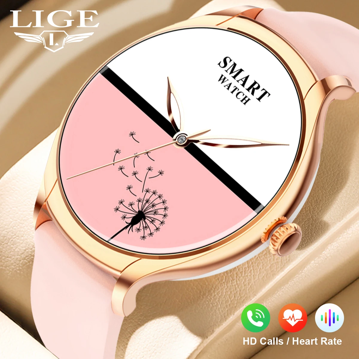 

LIGE Smart Watch Woman Fitness AI Voice Bluetooth Call Borderless Bracelet Women Health Heart Rate Tracker New Smartwatch Ladies