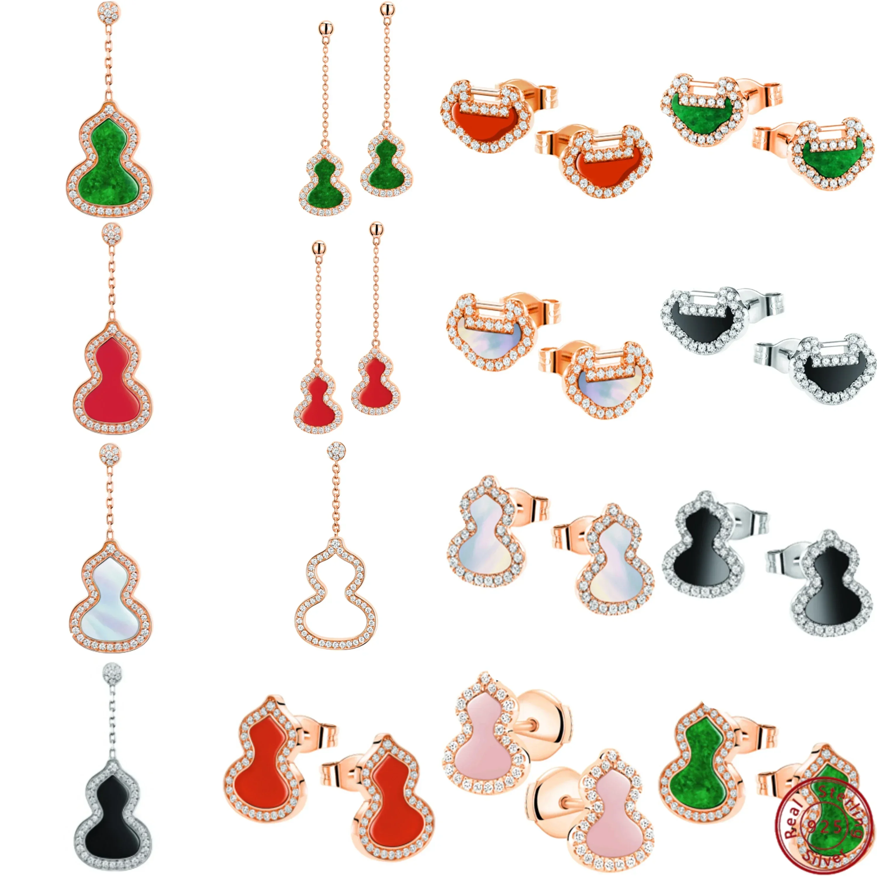 Новое поступление 2024: женские серьги-гвоздики Qeelin S925 из чистого серебра шикарный