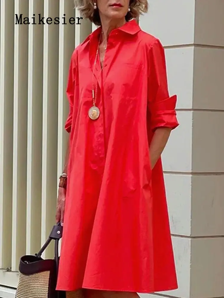 

Женское свободное платье с отложным воротником, элегантное шикарное платье с принтом на весну и лето, 2023
