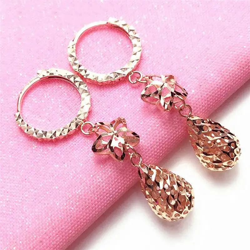 

Russian Purple Gold XINGX Water Drop Earrings Fashion Personality Elegant All-Match Rose Gold Long Eardrops Earrings Women