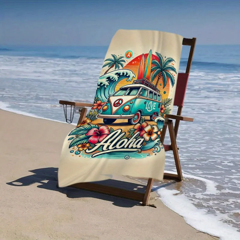 Фото Aloha Surf Bus Oversized Microfiber Beach Mat and Bath Towel-Super Absorbent Quick Drying, Vibrant Design Bath Towel №4