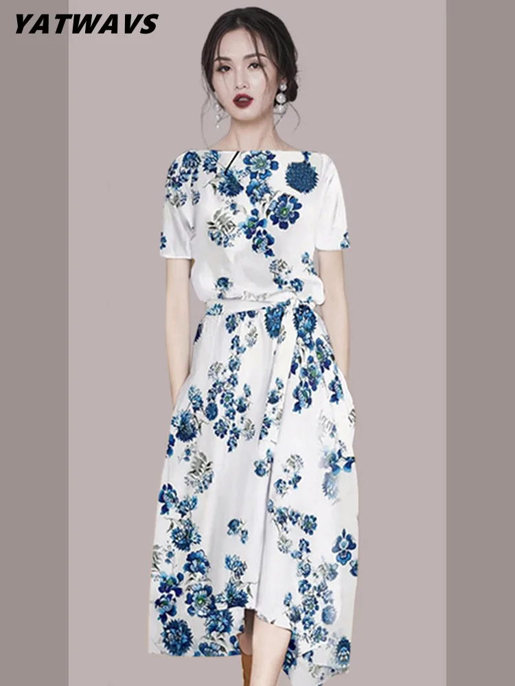 

Женское белое платье с цветочным принтом, элегантное винтажное Простое Повседневное офисное платье с коротким рукавом, лето