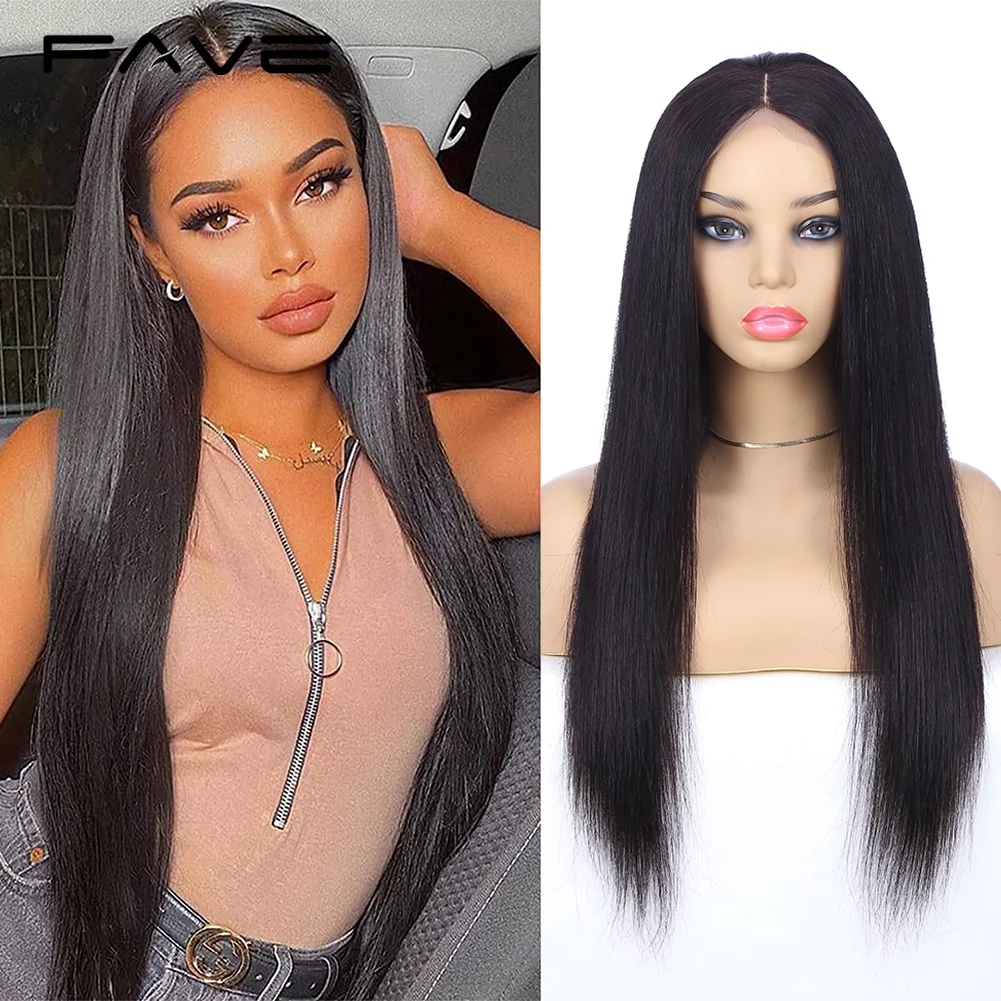 FAVE Lace Front Wigs Human Hair Straight Human Hair Wigs for Black Women 150% Density 4x4 Glueless Transparent Lace Frontal Wig