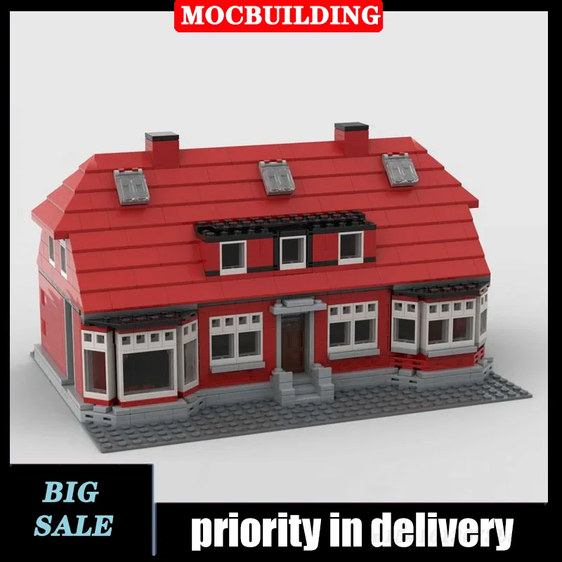 Модель строительного блока MOC Urban Architecture сборка красный дом город Коллекционная