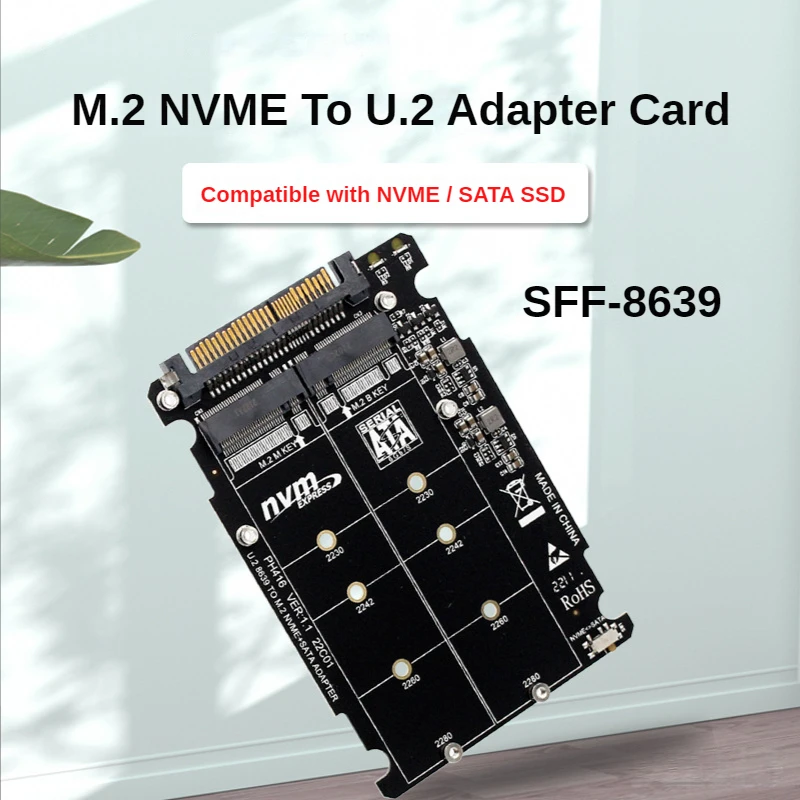 

M.2 SSD To U.2 Adapter 2in1 M.2 NVMe SATA-Bus NGFF SSD To PCI-e U.2 SFF-8639 Expansion Card PCIe 3.0 X4 M2 SATA 6Gbps Converter