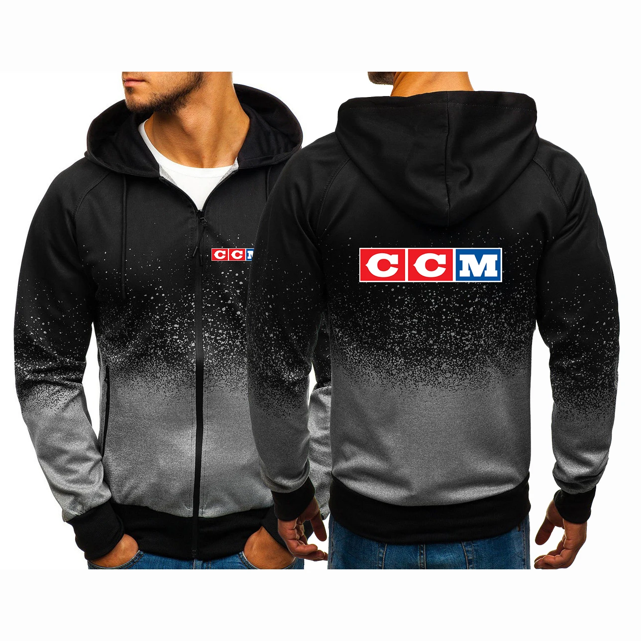 

2022 CCM Men's Gradient Color Long Sleeves Sweatshirts Harajuku Hoodies Zipper Hoodies Pullover Clothing Jackets Coats Tops