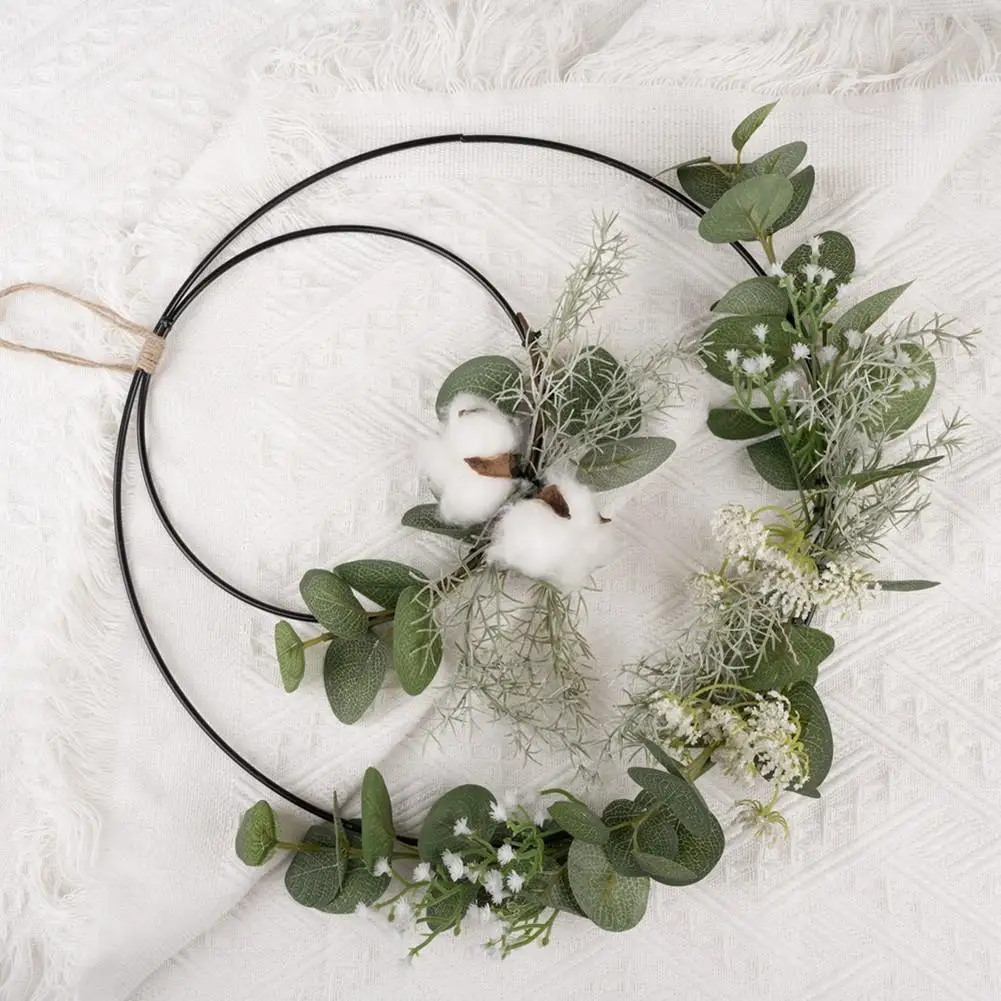 

Simulation Flower Wrought Iron Wreath Double-ring Wedding Wall Hanging Decoration Garlands