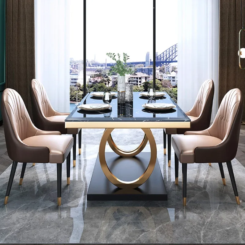 -Luxus Rechteck Esstisch Marmorplatte Edelstahl Basis Guteış Modernes Design Küche Xoere Größen Başlich (art.: 3920cfc003fb1) - 3920cfc003fb1