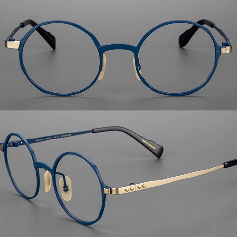 Belight Optical Women Men Japan Unique Design Titanium with Acetate Prescription Eyeglasses  Spectacle Frame Eyewear MM-0012