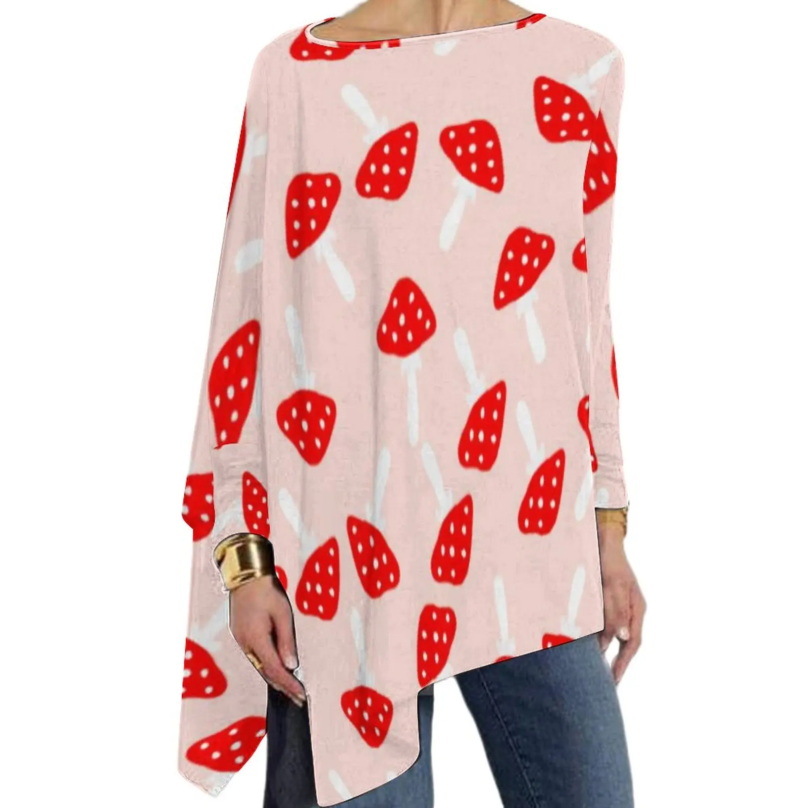 

Magic Mushroom T Shirt Cute Toadstool Print Y2K Long Sleeve T-Shirts Street Style Oversize Tee Shirt Woman Graphic Tops Gift