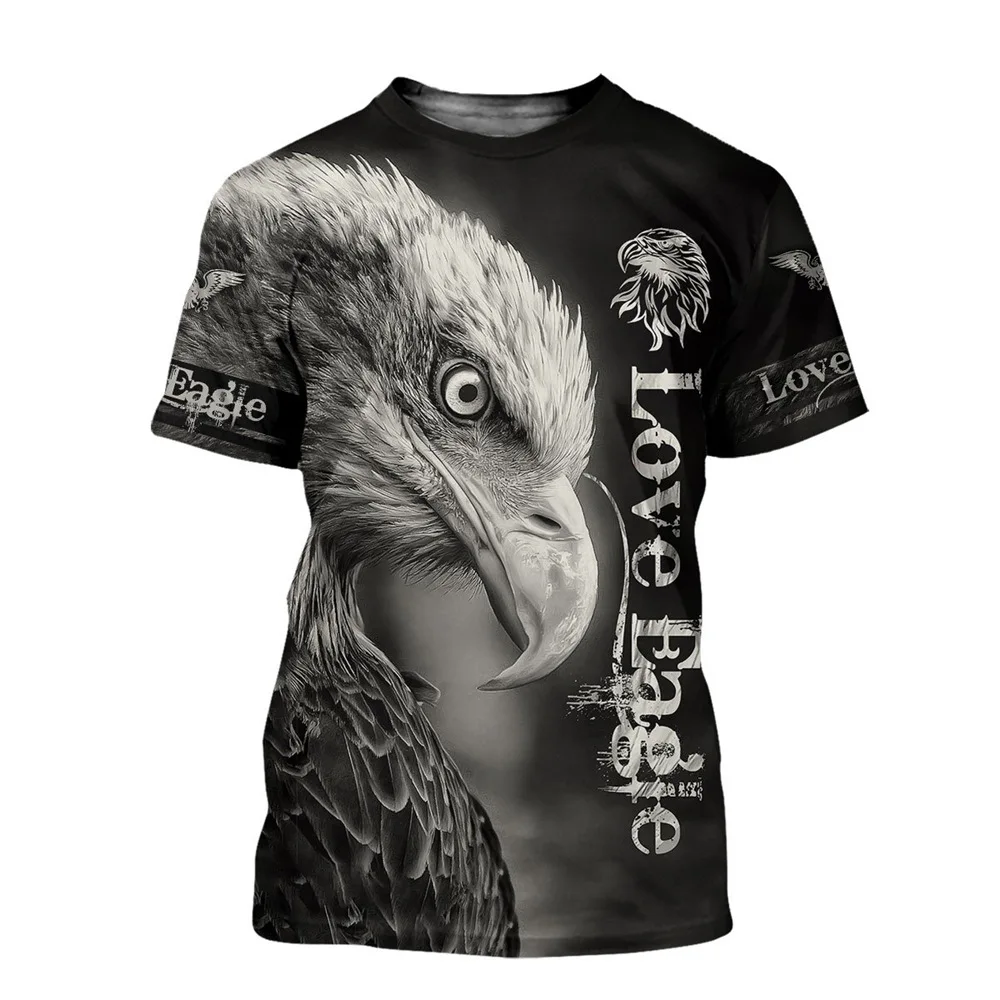 

Eagle Print 3d T-shirt Soaring Eagle Animal Funny Graphic O- Neck Short Sleeve Oversized Retro Summer Loose Male Tees Streetwear