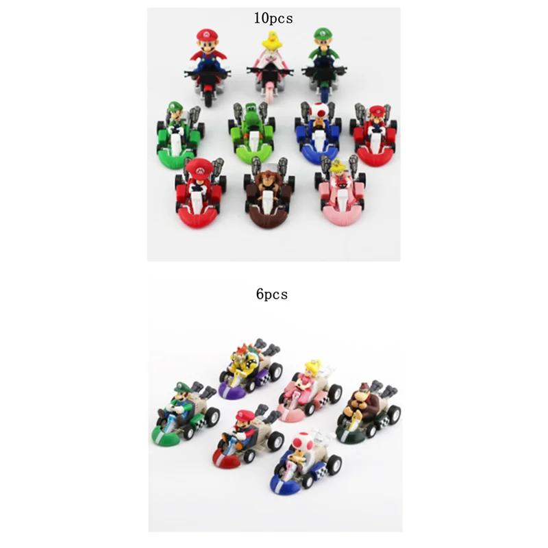 Набор мини-фигурок Mario Kart (6810 шт.), гоночные машинки Mario Bros, модели Луиджи и Йоши из ПВХ, украшения для детских тортов на день рождения, подарки для фанатов (art.: 3920db026146f) - 3920db026146f