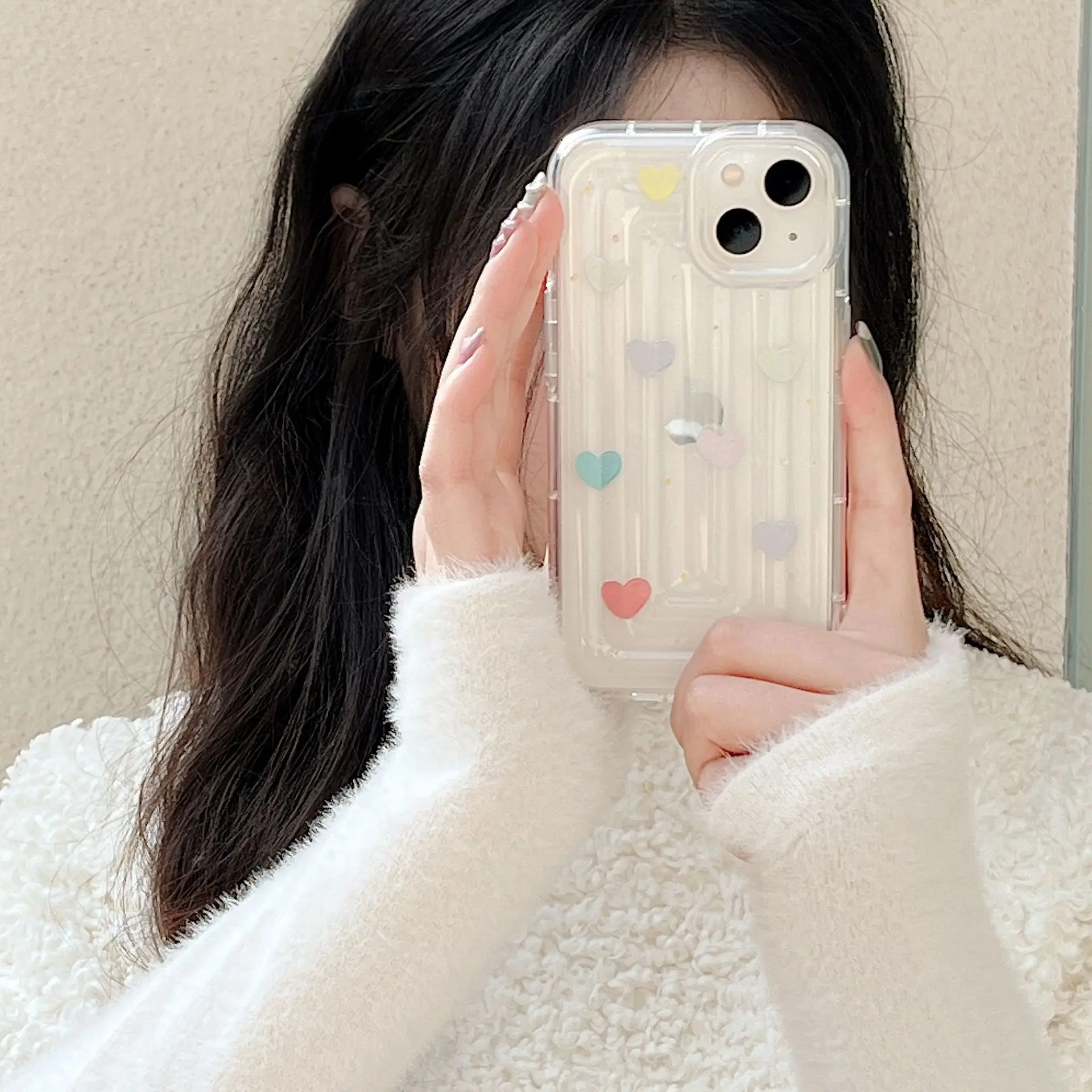 Shockproof Simple Cartoon Transparent Phone Case For IPhone 14 13 12 11 Pro Max Case Love Cute Art Sweet Girls Soft Cover